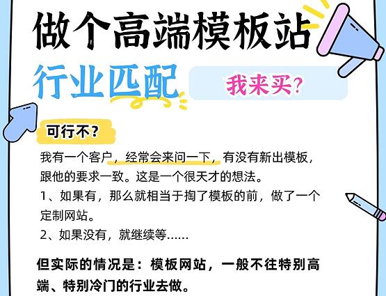 客户说：你做个适合我们的高端模板网站，我来买可以吗？